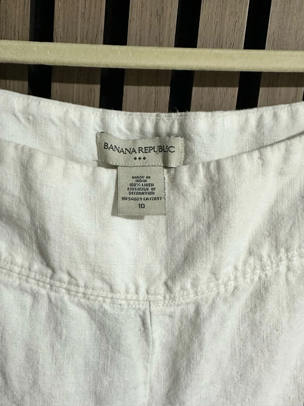 Banana Republic Women White 100% Linen Wide-Leg Pants Embroidered Coastal Beach